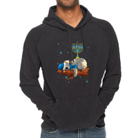 Sleeping Sloth Menorah Hanukkah Chanukah Animal Jewish Vintage Hoodie | Artistshot