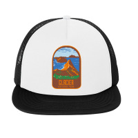 Glacier National Park Retro Foam Snapback Hat | Artistshot