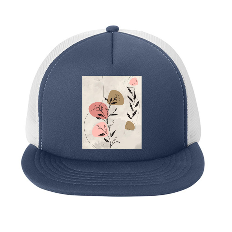 Minimal Nature Line Art  Abstract Flowers Graphic Foam Snapback hat by cm-arts | Artistshot