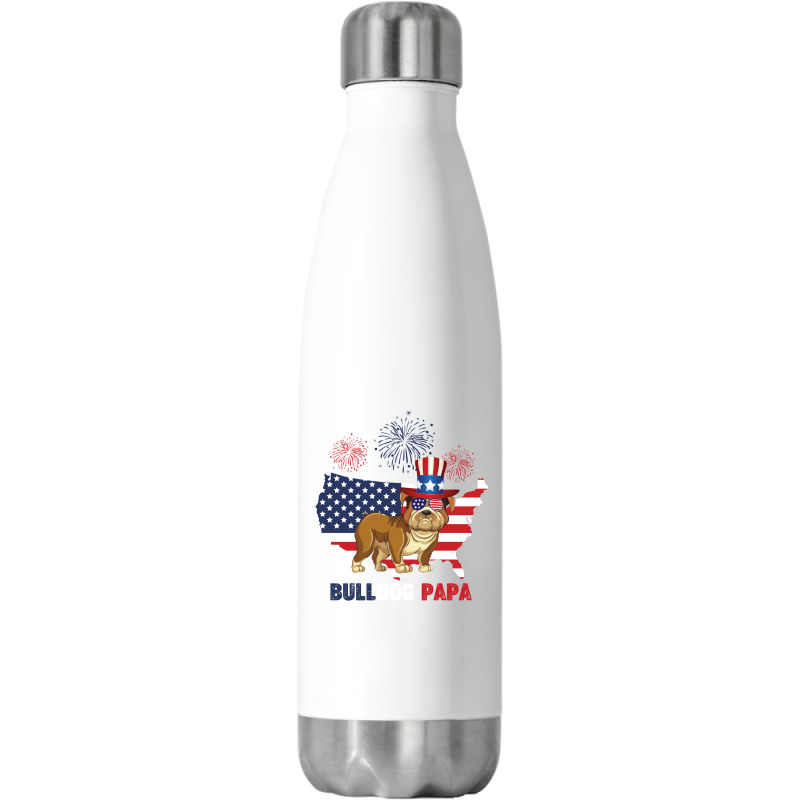 Bulldog  Papa American Flag  4th Of July Stainless Steel Water Bottle | Artistshot