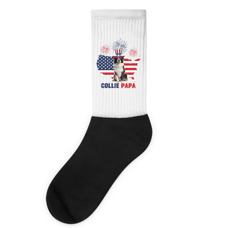 Collie Papa American Flag 4th Of July Socks | Artistshot