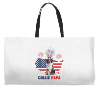 Collie Papa American Flag 4th Of July Weekender Totes | Artistshot