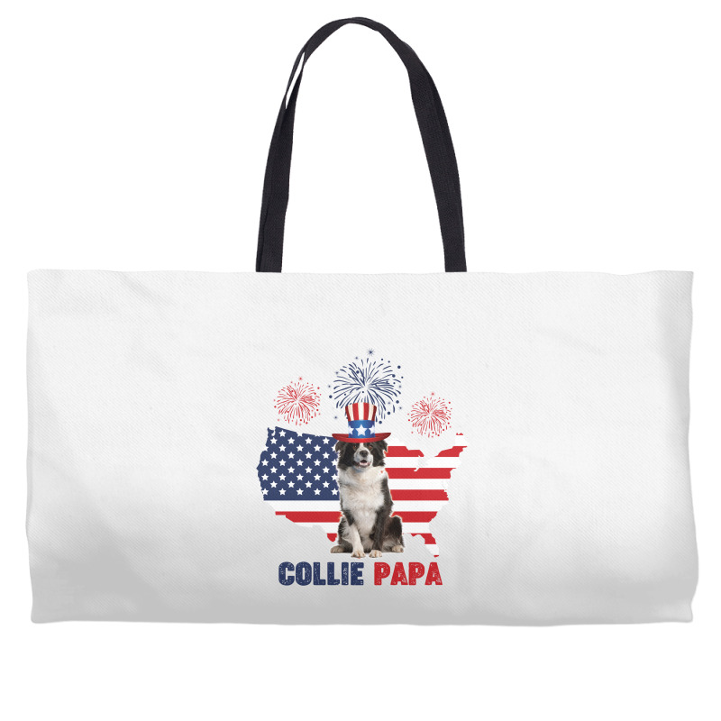 Collie Papa American Flag 4th Of July Weekender Totes | Artistshot