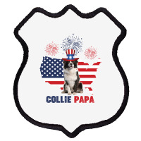 Collie Papa American Flag 4th Of July Shield Patch | Artistshot