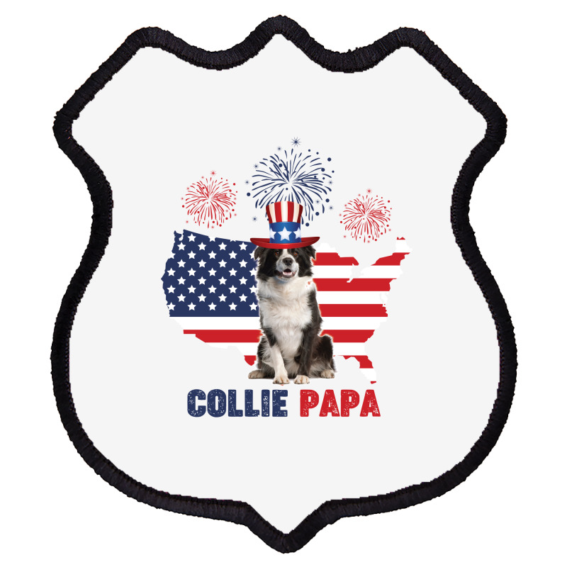 Collie Papa American Flag 4th Of July Shield Patch | Artistshot