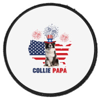 Collie Papa American Flag 4th Of July Round Patch | Artistshot