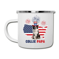 Collie Papa American Flag 4th Of July Camper Cup | Artistshot