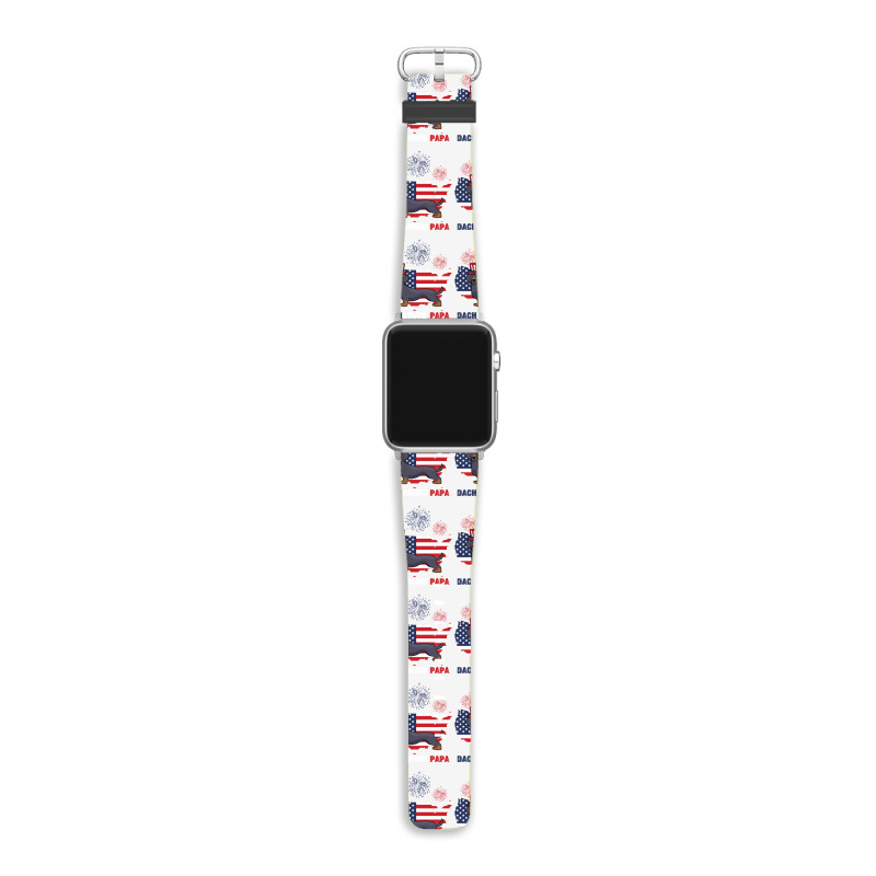 Dachshund Papa American Flag 4th Ofjuly Apple Watch Band | Artistshot