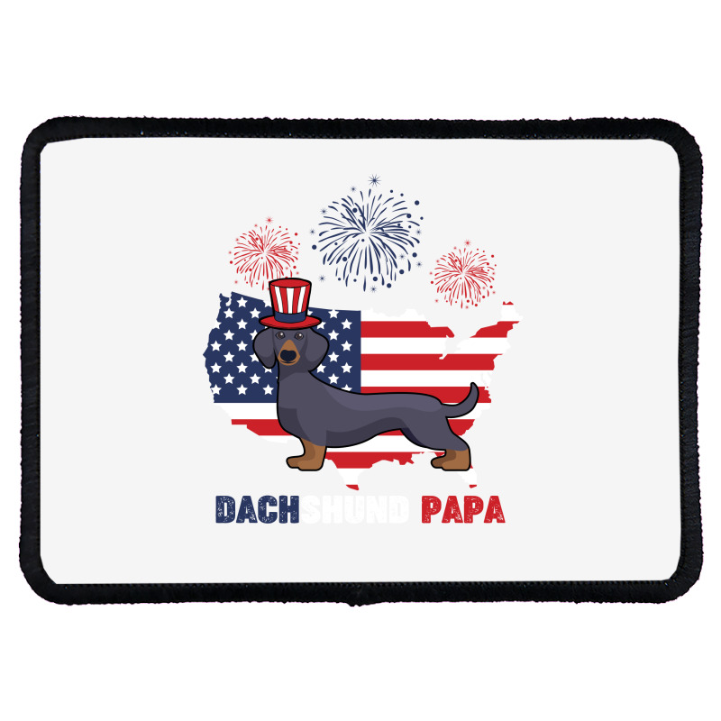 Dachshund Papa American Flag 4th Ofjuly Rectangle Patch | Artistshot