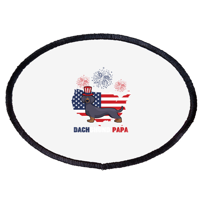 Dachshund Papa American Flag 4th Ofjuly Oval Patch | Artistshot