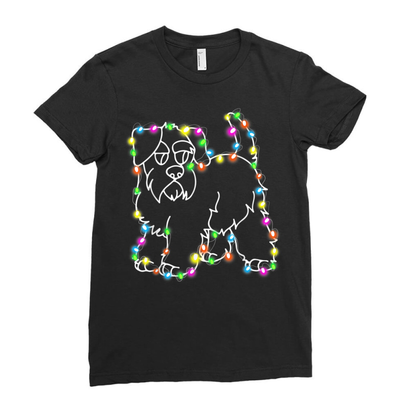 Schnauzer Dog Tree Christmas Lights Ladies Fitted T-Shirt by llaphong | Artistshot