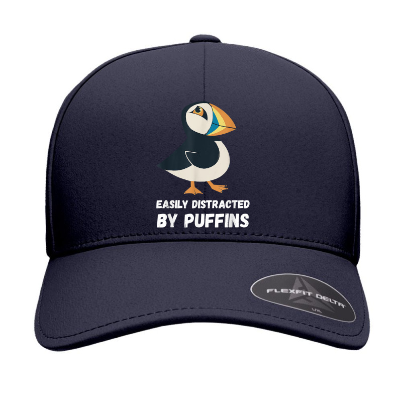 Puffin Easily Distracted Puffin Bird Lover Seabird Lover T Shirt Seamless Cap by maryannmjra8 | Artistshot