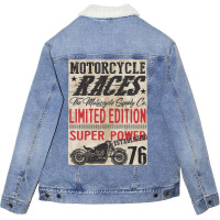 Motorcycle, Races, Limited Edition, Super Power Unisex Sherpa-lined Denim Jacket | Artistshot