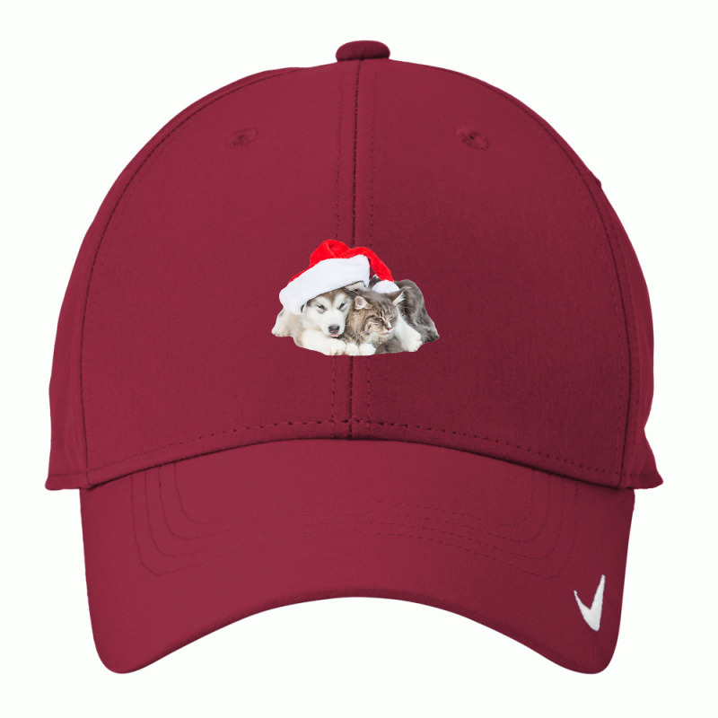 Cute Siberian Husky Puppy Santa Hat Image Christmas Cat Dog Premium T Nike Dri-FIT Cap by cm-arts | Artistshot