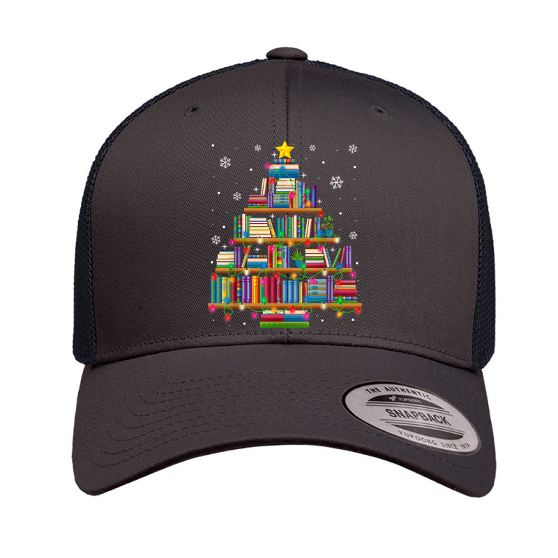 Book Christmas Tree Xmas Lights Library Book Librarian T Shirt Retro Trucker Cap by shmonotpv4s | Artistshot