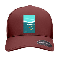 Limited Edition Under The Sea Mid Century Ocean, Waves And Fish Seamless Cap | Artistshot