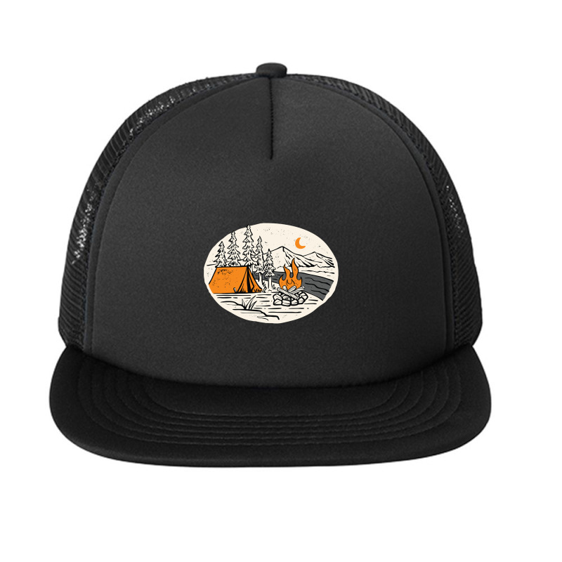 Camp By The River Foam Snapback hat by Mathew Rodden | Artistshot