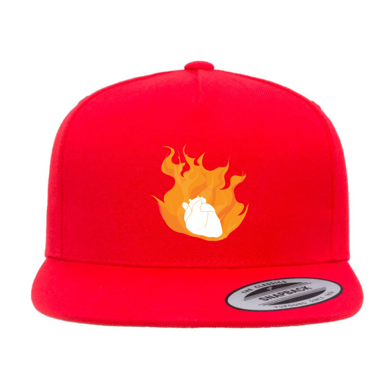 Heart On Fire 5 panel snapback cap by JOHNCOLLIER | Artistshot