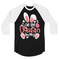 Vegan Design T  Shirt Bunny Ears I'm The Vegan Bunny Matching Easter V 3/4 Sleeve Shirt | Artistshot