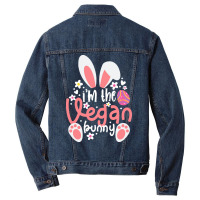 Vegan Design T  Shirt Bunny Ears I'm The Vegan Bunny Matching Easter V Men Denim Jacket | Artistshot