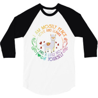 I Am Mostly Peace Love And Llama 3/4 Sleeve Shirt | Artistshot