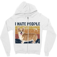 I Hate People Retro Vintage Corgi Zipper Hoodie | Artistshot