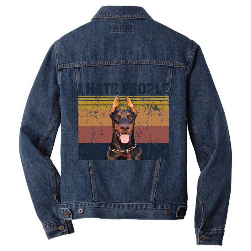 I Hate People Retro Vintage Doberman Men Denim Jacket by vip.pro123 | Artistshot