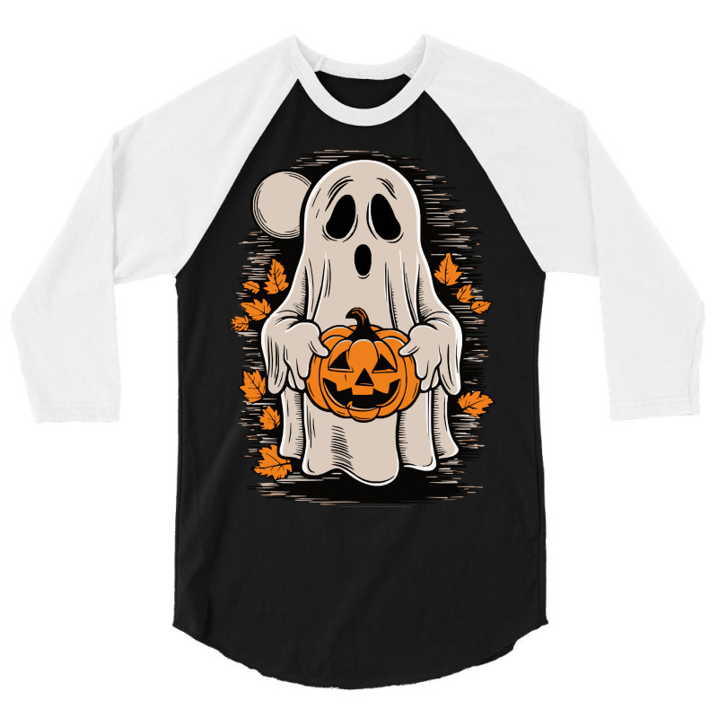 Ghost With Pumpkin, Halloween 3/4 Sleeve Shirt by yashsap | Artistshot