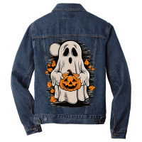 Ghost With Pumpkin, Halloween Men Denim Jacket | Artistshot