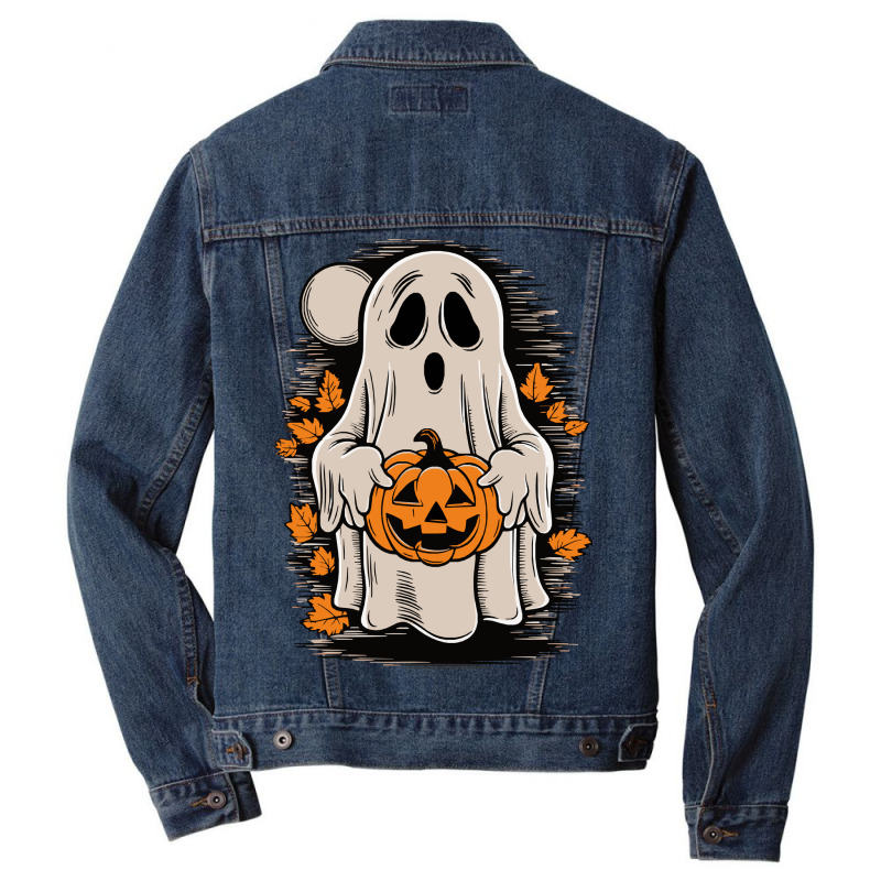 Ghost With Pumpkin, Halloween Men Denim Jacket by yashsap | Artistshot