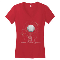 Full Moon Cat Stargazing Cool Lunar Sphere Stargazer Gift T Shirt Women's V-neck T-shirt | Artistshot