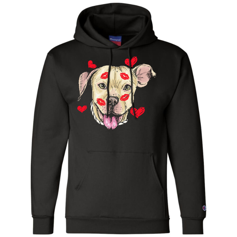 Valentines Day T  Shirt Cute Pitbull Dog Hearts Funny Valentine's Day Champion Hoodie | Artistshot