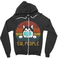 Alaskan Malamute Ew People Dog Wearing A Face Mask Vintage Zipper Hoodie | Artistshot