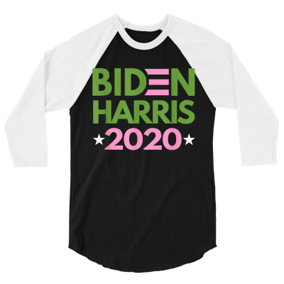 Biden Harris 2020 Pink Green Democrat 3/4 Sleeve Shirt Designed By Kakashop