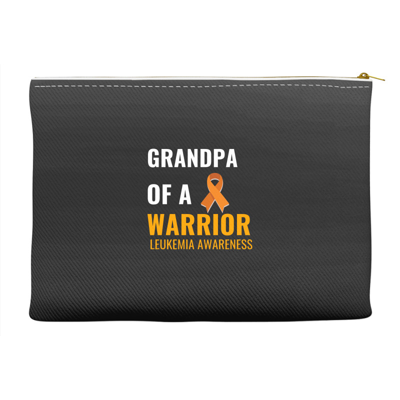 Grandpa Of A Warrior Leukemia Awareness White Accessory Pouches | Artistshot