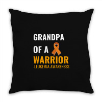 Grandpa Of A Warrior Leukemia Awareness White Throw Pillow | Artistshot