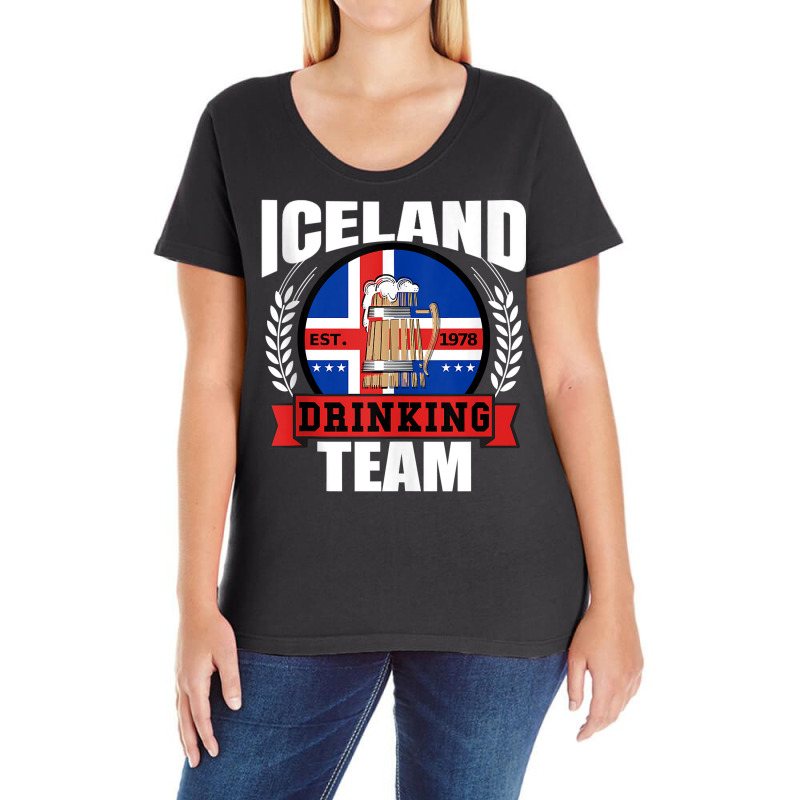 Iceland Drinking Team Funny Icelandic Flag Beer Party Gift Tank Top Ladies Curvy T-Shirt by kadejahdomenick | Artistshot