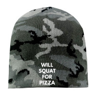 Grey Camo will squat for pizza 8'' Beanie - phminh22