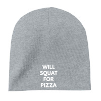 Heather Grey will squat for pizza 8'' Beanie - phminh22
