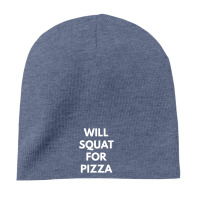 Heather Navy will squat for pizza 8'' Beanie - phminh22