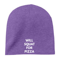 Heather Purple will squat for pizza 8'' Beanie - phminh22