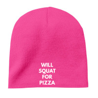Neon Pink will squat for pizza 8'' Beanie - phminh22