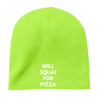 Safety Yellow will squat for pizza 8'' Beanie - phminh22