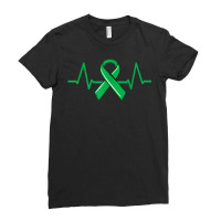 Kidney Donor Heartbeat Tee Organ Green Ribbon Awareness T Shirt Ladies Fitted T-shirt | Artistshot