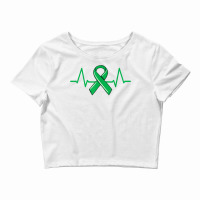 Kidney Donor Heartbeat Tee Organ Green Ribbon Awareness T Shirt Crop Top | Artistshot