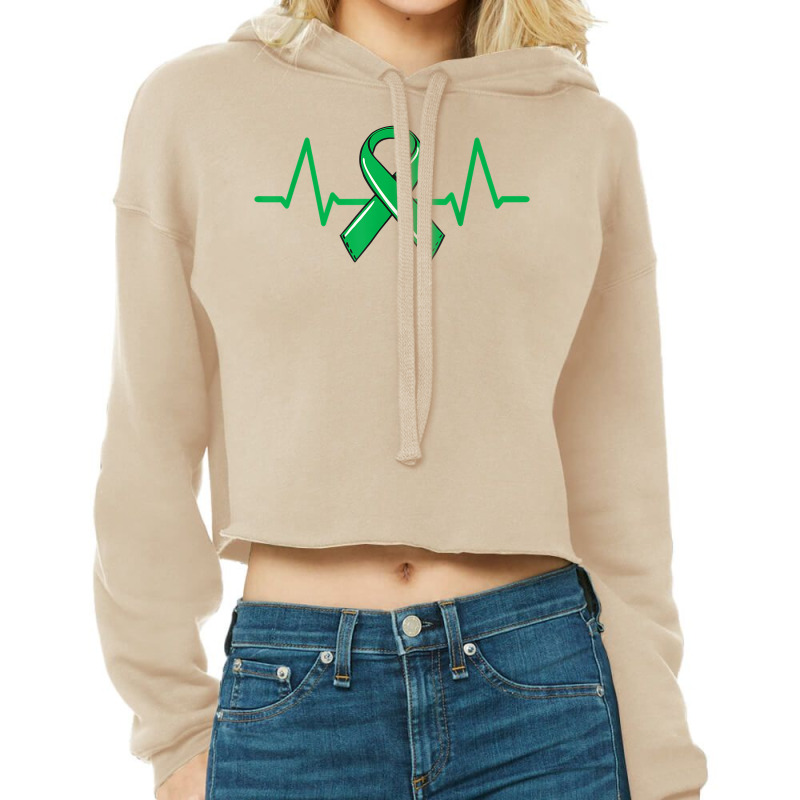 Kidney Donor Heartbeat Tee Organ Green Ribbon Awareness T Shirt Cropped Hoodie by adam.troare | Artistshot