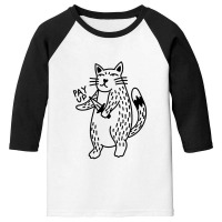 Angry Kitty Black Youth 3/4 Sleeve | Artistshot