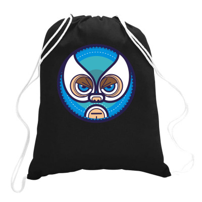 Lucha Libre   Blue Drawstring Bags Designed By Enjang