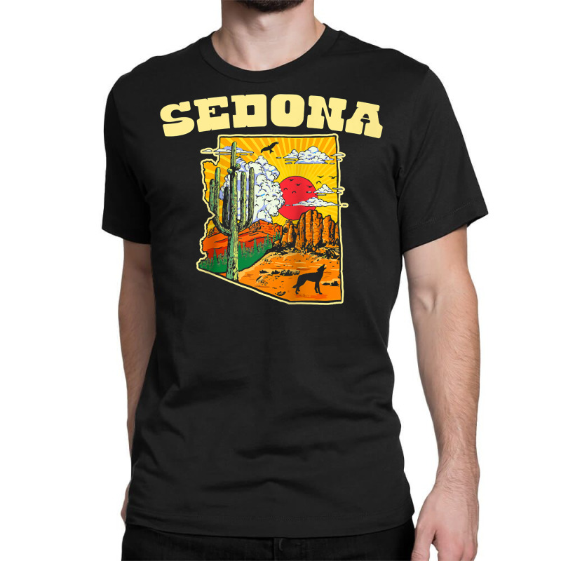 Custom Sedona Arizona Pride Outdoor Desert Illustration Raglan Bas Classic T-shirt Custom-designs - Artistshot