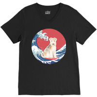 Lakeland Terrier T  Shirt Lakeland Terrier Gifts   Ocean Waves Surfing V-neck Tee | Artistshot